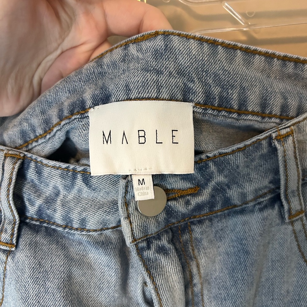 Mable Lucky to Have You Bubble Hem Denim Mini Skirt Size M It Girl - Picture 3 of 8